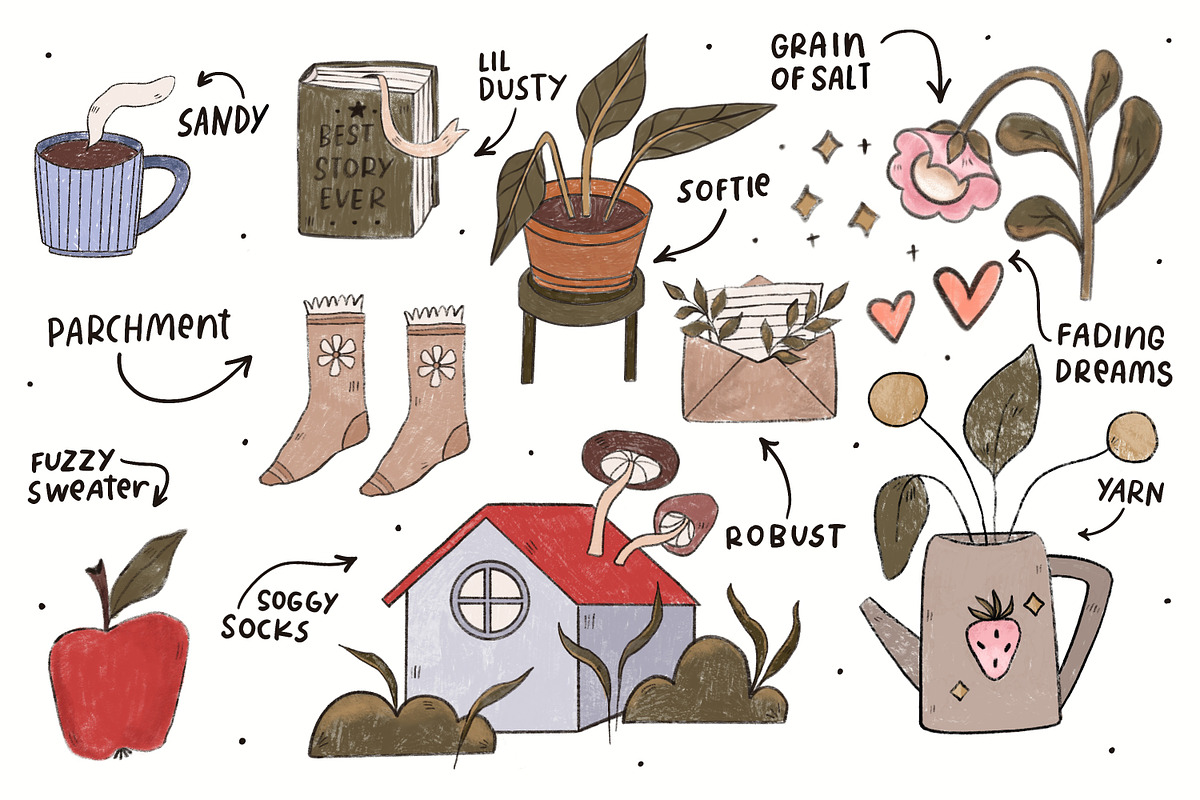 Kawaii doodle brushes for procreate, a Brush Add-On by Sentimental postman (Photo 2 of 5)