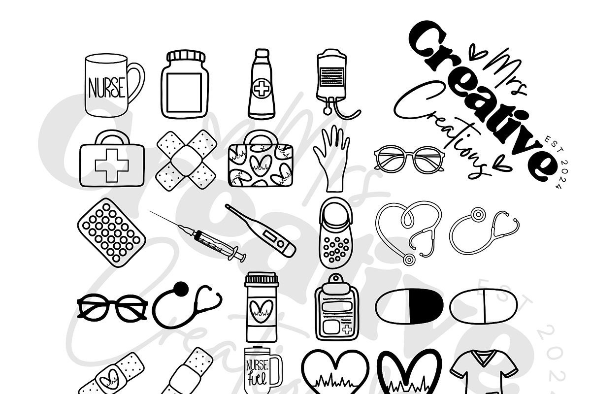 Nurse Outlines Clipart Bundle, a Graphic by Mrs. Creative Creations (Photo 1 of 5)