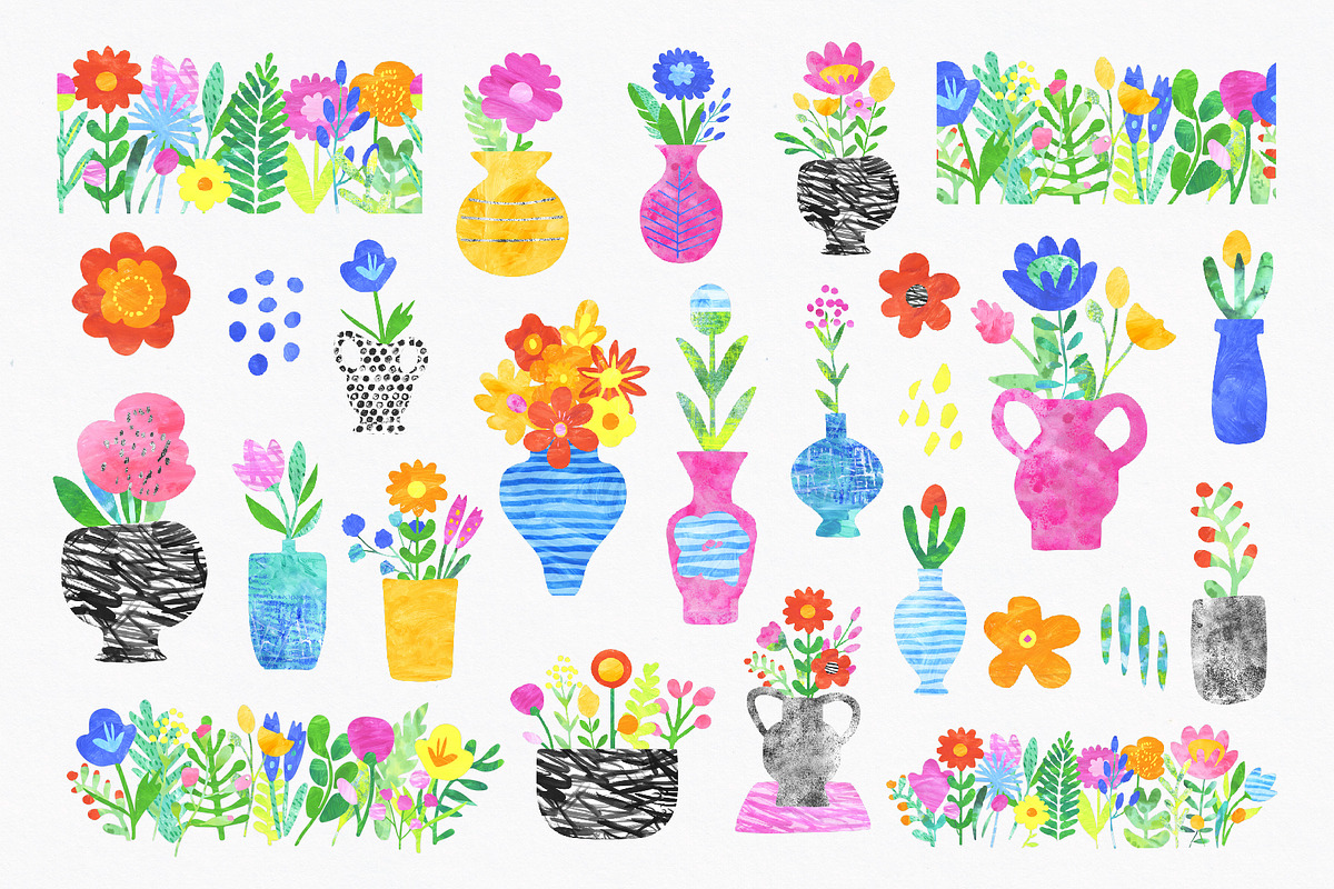 Floral Season Collage Illustrations, an Illustration by LarysaZabrotskaya (Photo 8 of 12)