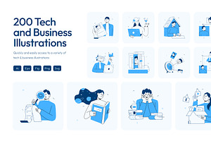 200 Tech and Business Illustration, a Technology Illustration by Vectors Market