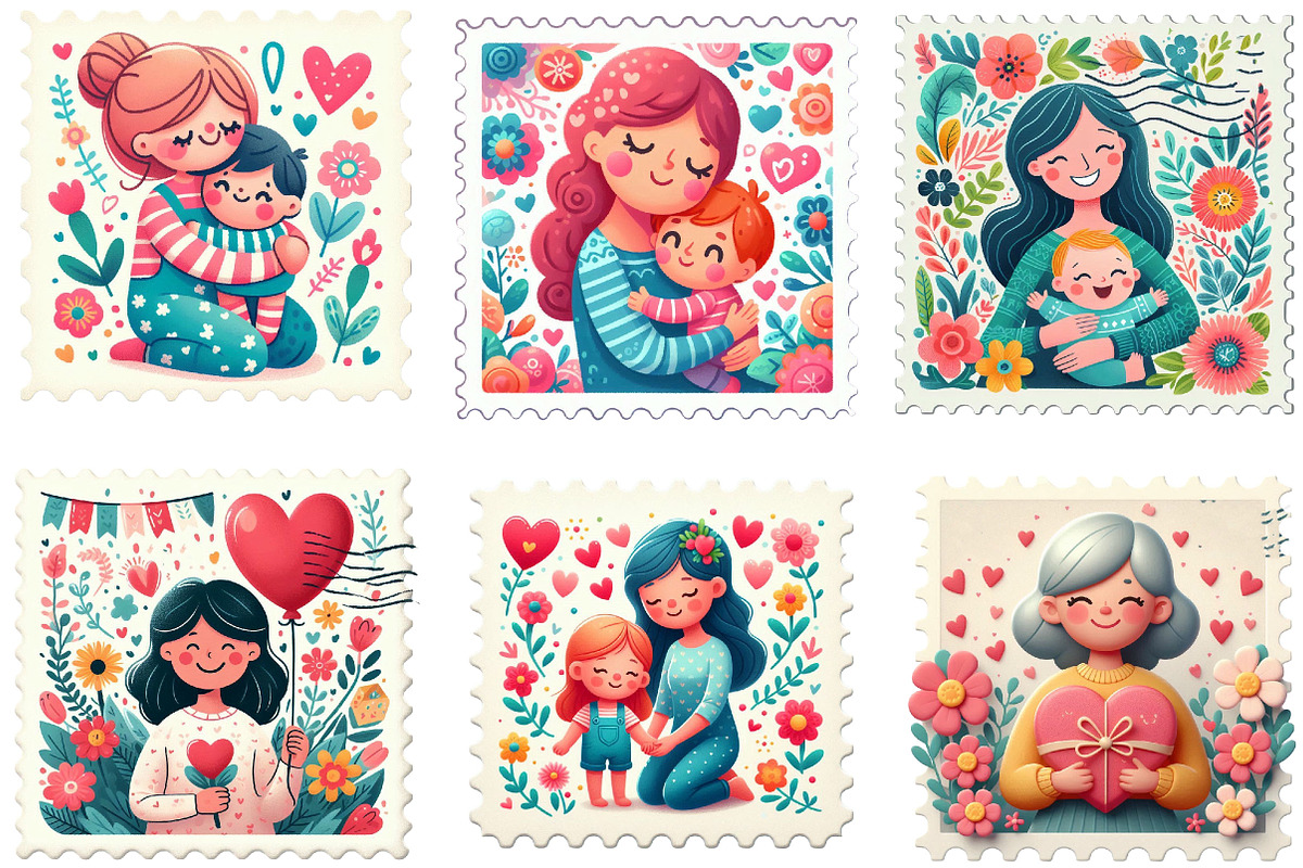 Cute Mother's Day Postage Stamp, an Illustration by Designking (Photo 2 of 4)