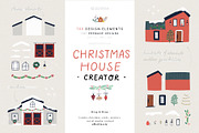 Christmas House Creator | svg png ai, a Seasonal Illustration by Olia (Thumbnail 1 of 28)