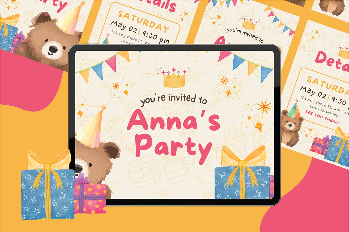 Birthday Party Canva Invitation, a Design Template by TemplateCastleStore (Photo 2 of 5)