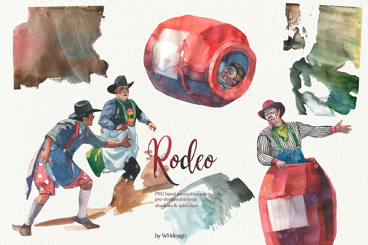 Rodeo Cowboys Watercolor Clipart, a Person Illustration by whiteheartdesign (Photo 3 of 11)