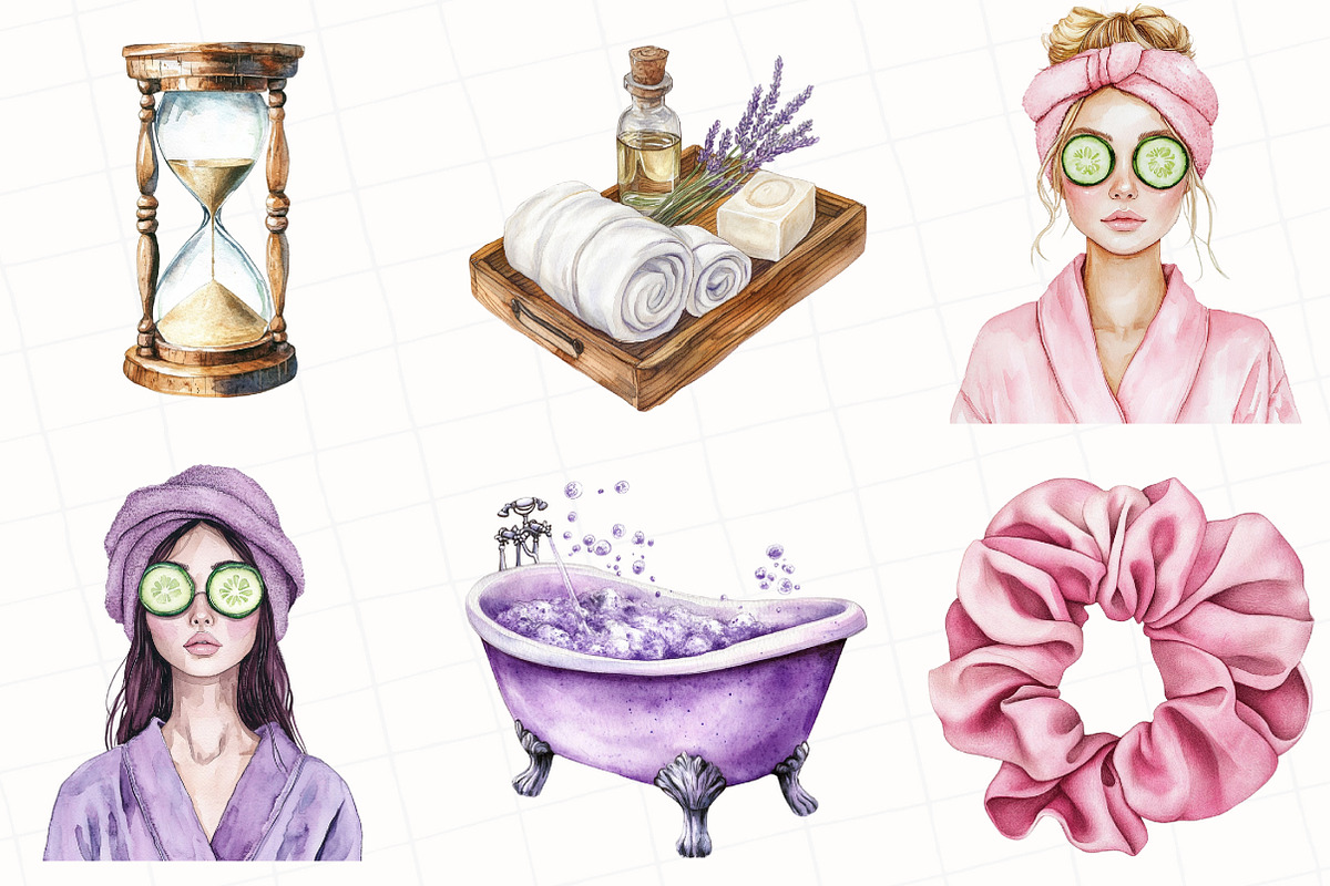 Spa Watercolor Clipart, an Illustration by OK Design (Photo 2 of 5)