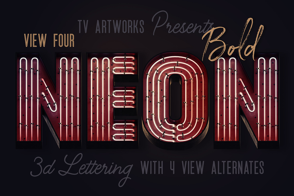 Bold Neon 3D Lettering, a Graphic by TVartworks (Photo 4 of 16)