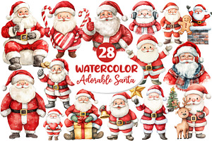 Adorable Santa Watercolor Clipart, an Illustration by Dream Creation
