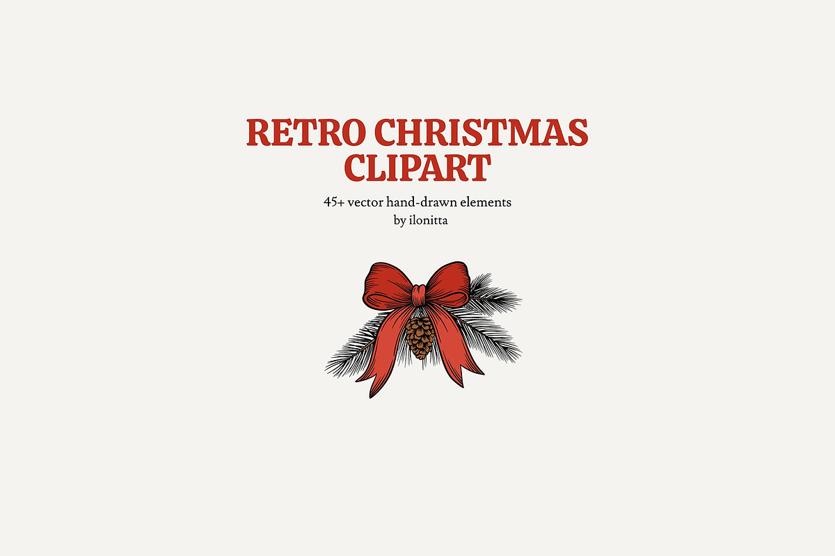 Retro Christmas Clipart Vector Set, an Animal Illustration by ilonitta (Photo 12 of 12)