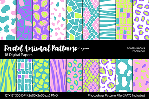 Pastel Animal Digital Papers