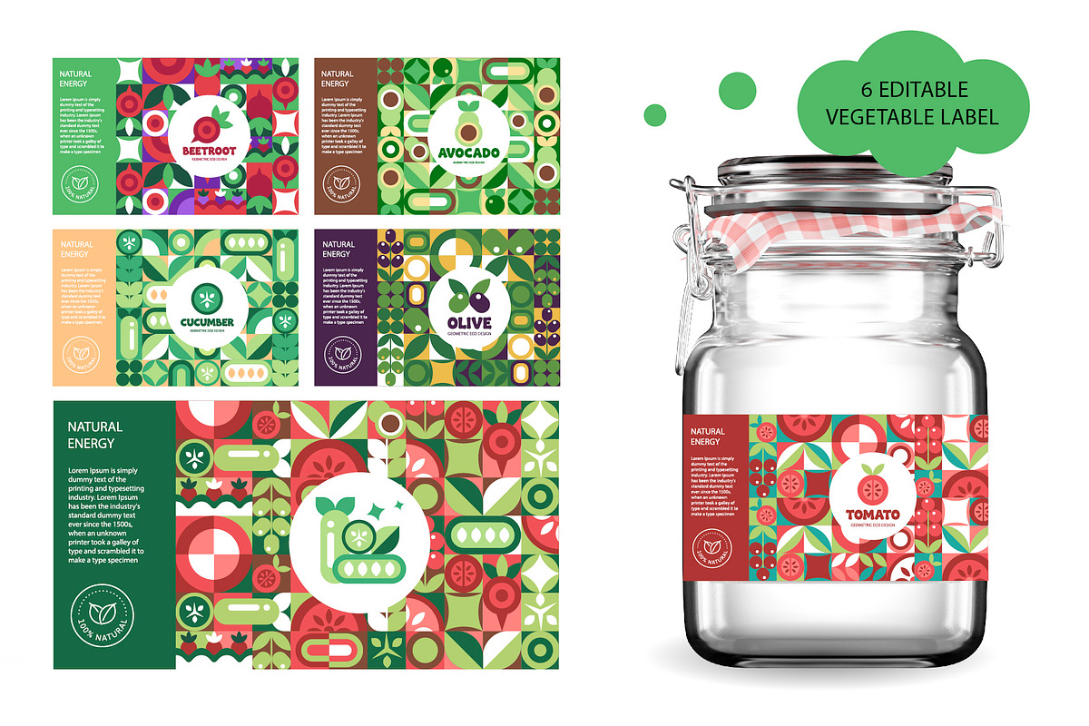 Mosaic Fruit and Veggie. Eco Food, a Food Illustration by Lettering_Logo (Photo 11 of 15)