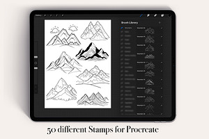 50 Mountain Procreate Stamps