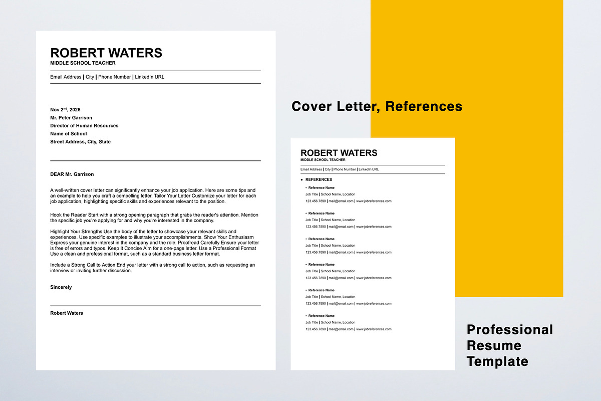 Teacher Resume Template, a Resume Template by KHIDD (Photo 4 of 4)