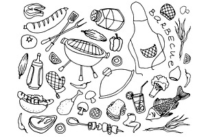 Doodle vector barbecue, a Decorative Illustration by Netkoff