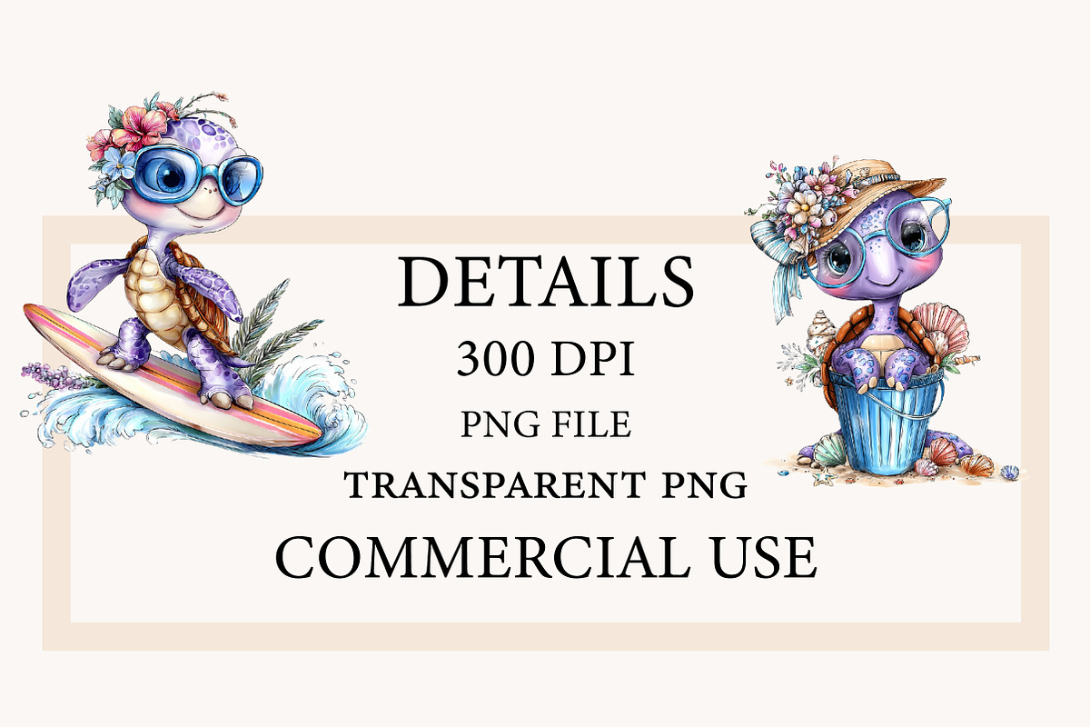 Whimsical summer turtle Clipart, a Seasonal Illustration by Designworld (Photo 4 of 9)