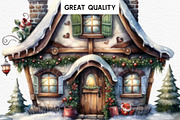 Christmas Santa House Winter Clipart, a Seasonal Illustration by Rabbit Heart (Thumbnail 5 of 10)