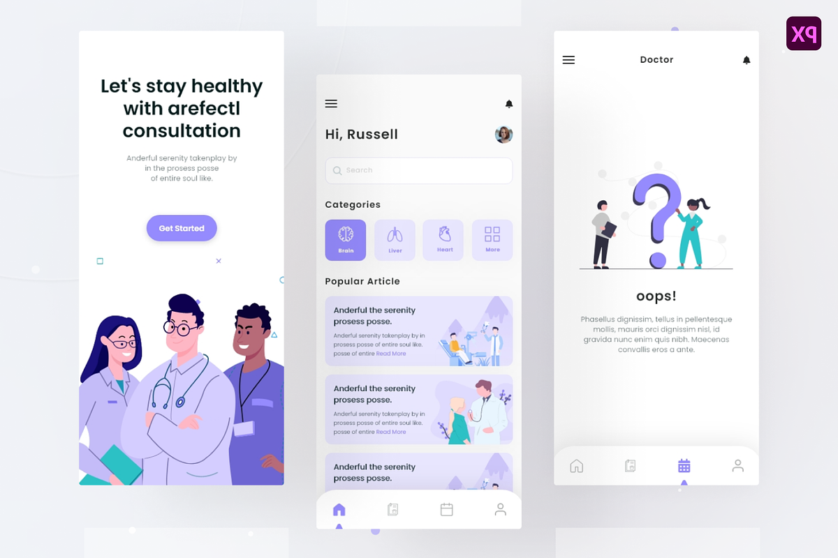 Medical service app kit, an UI Kit Template by IFN