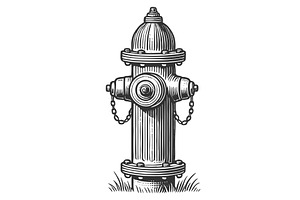 fire hydrant engraving sketch vector, an Object Illustration by AlexArt