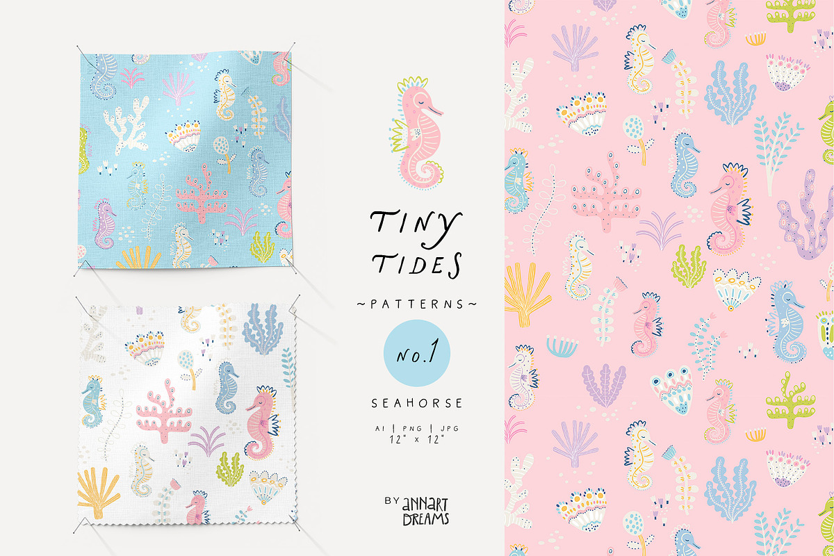 TINY TIDES. Seamless Patterns, a Pattern Graphic by annartdreams (Photo 3 of 11)