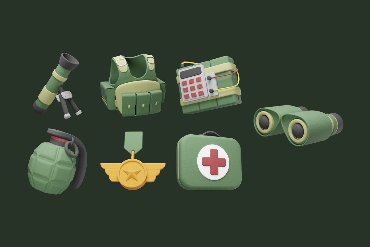 Military Gear 3D Illustration, an Object Illustration by graphicook (Photo 2 of 3)