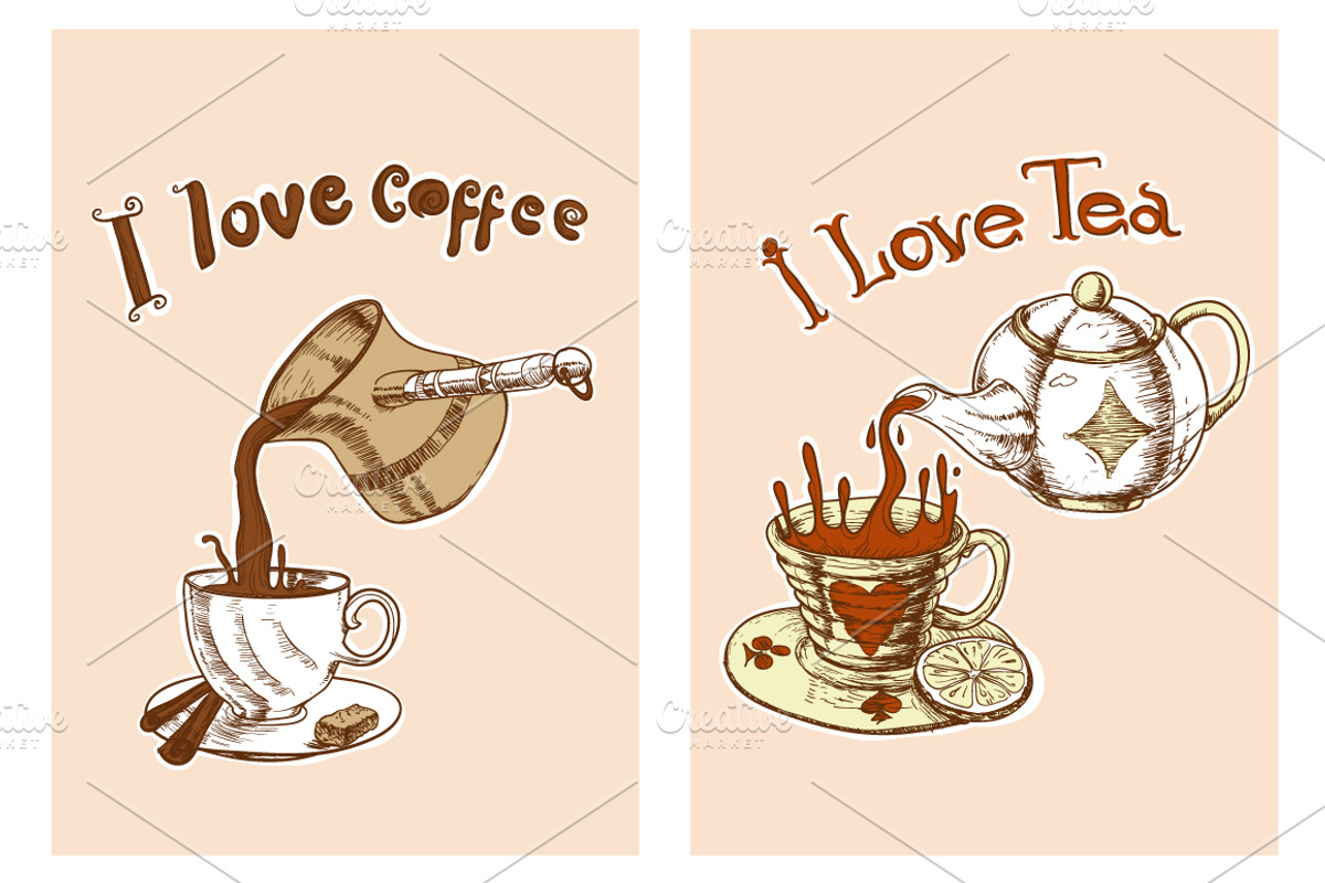 Tea and Coffee, a Food Illustration by DeepFuze