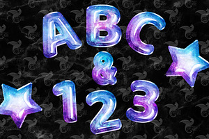 Galaxy Foil Balloon Alphabet Clipart