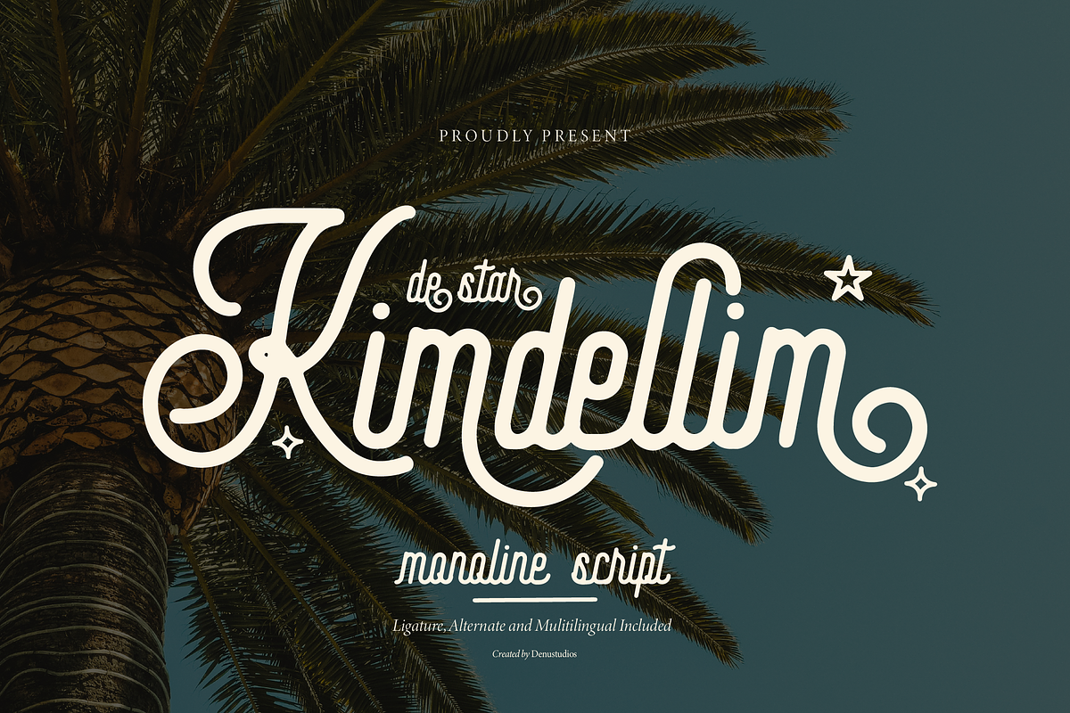 Kimdelim | Monoline Script, a Script Font by Denustudios (Photo 1 of 15)