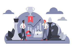 Business competition strategy chess, a Person Illustration by Lemberg Vector