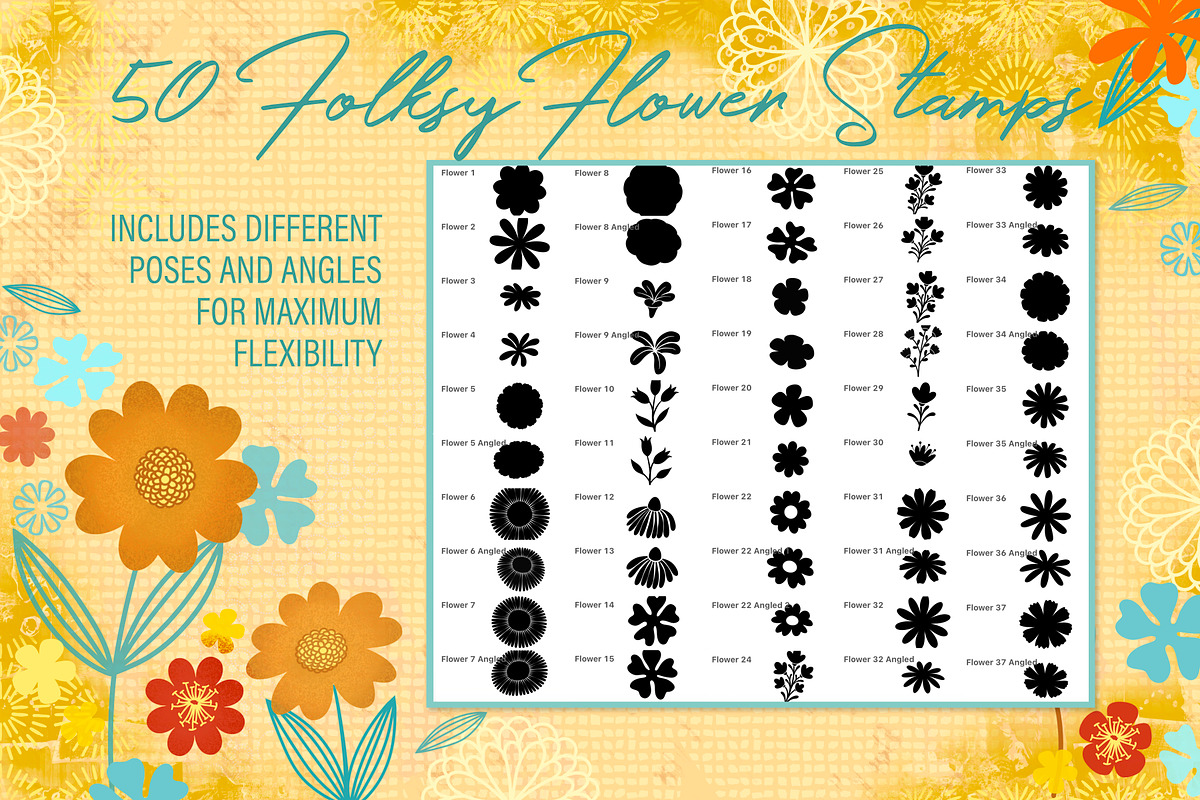 Folksy Flowers & Butterfly Procreate, a Brushes & More by DeloresArt (Photo 2 of 12)
