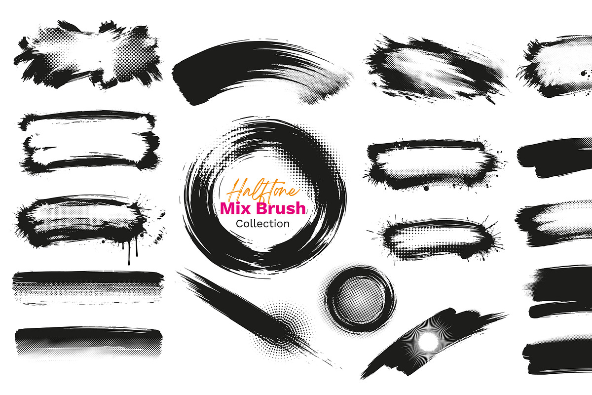 Halftone Grunge Paint Strokes Brush, a Brush Add-On by zahidhossainalif (Photo 5 of 5)