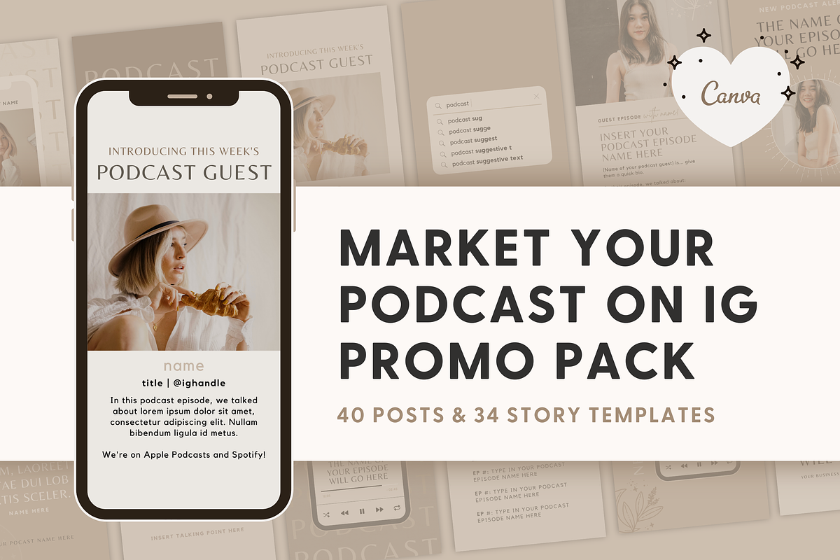 Podcast Instagram Canva Templates, a Social Media Template by molly ho studio (Photo 1 of 6)