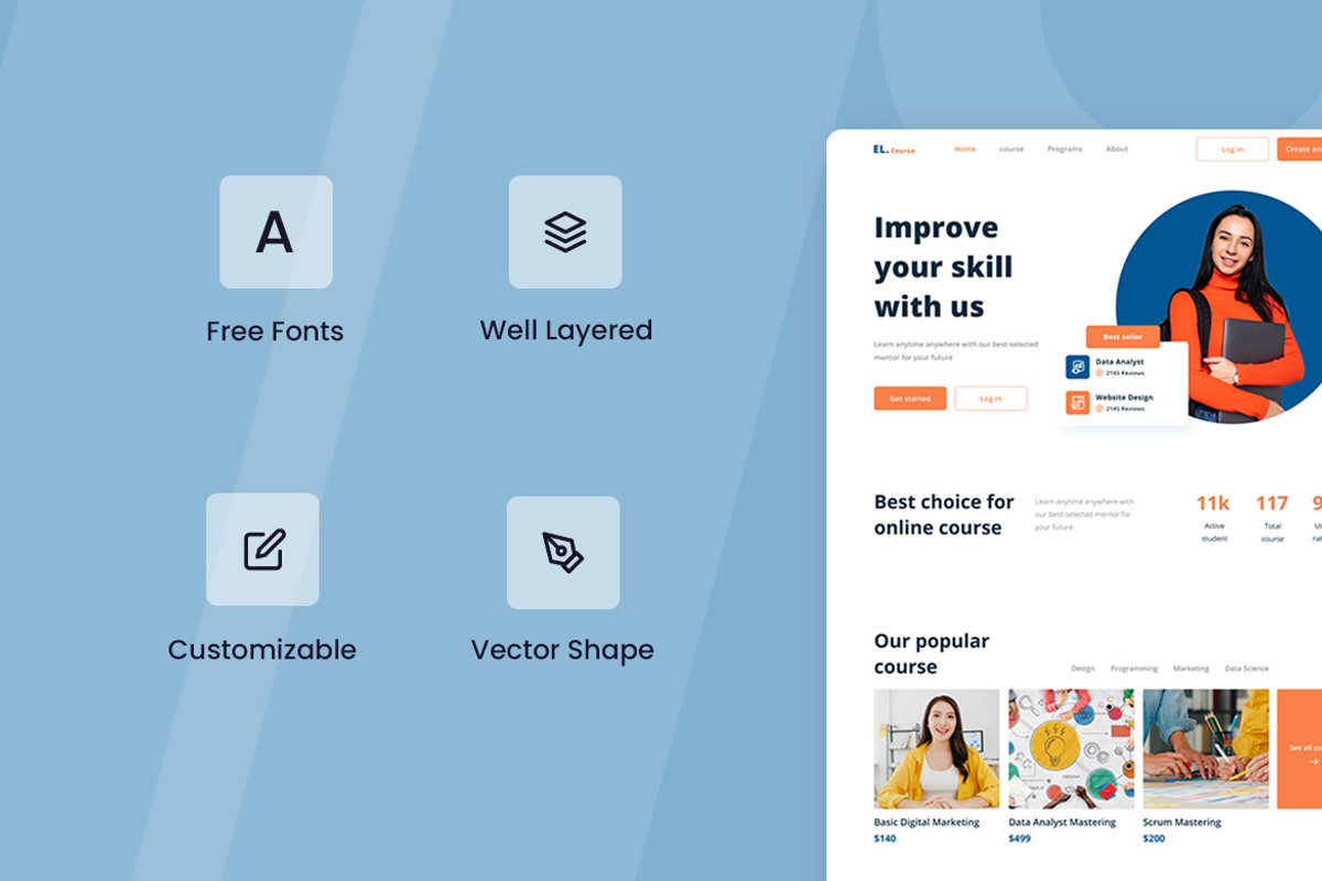 Online Course Web Design, a Wireframe Template by INSPR STD (Photo 3 of 6)