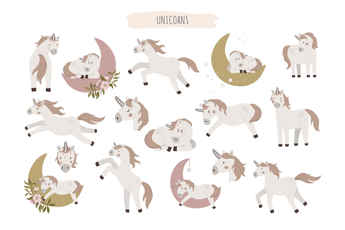 Unicorns, Moon & Rainbow, an Animal Illustration by Nadezhda Mikhailova (Photo 2 of 16)
