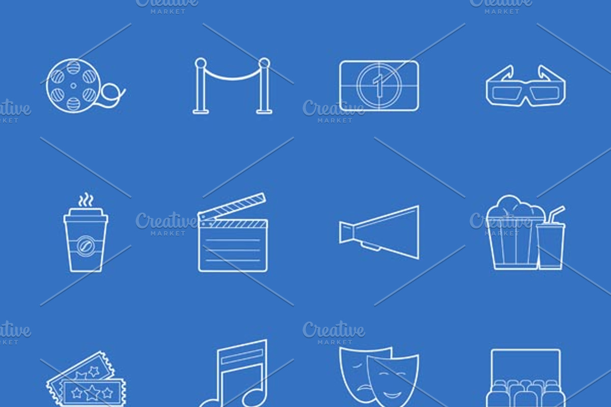 Cinema icons set, an Outline Icon by Equipoise
