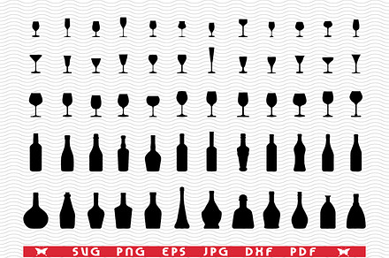 SVG Glasses and Bottles, Silhouettes, an Icon by DesignStudioRM