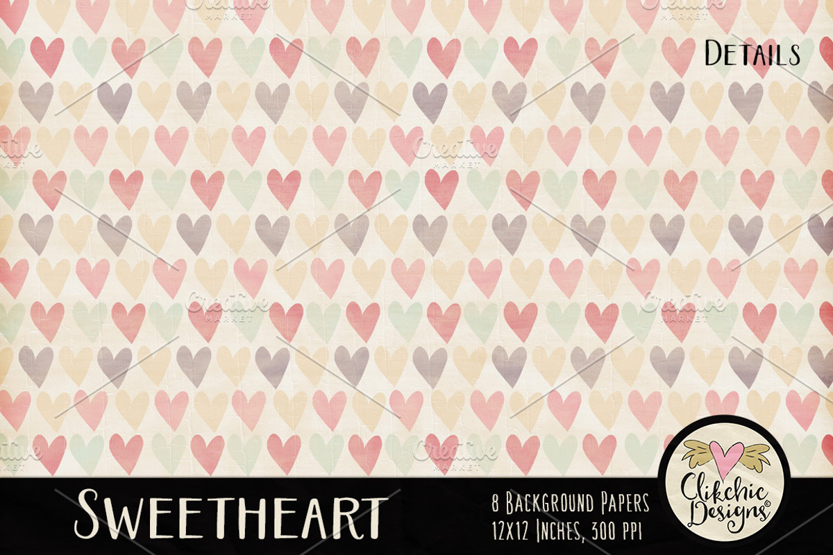 Shabby Damask & Hearts Textures preview 5