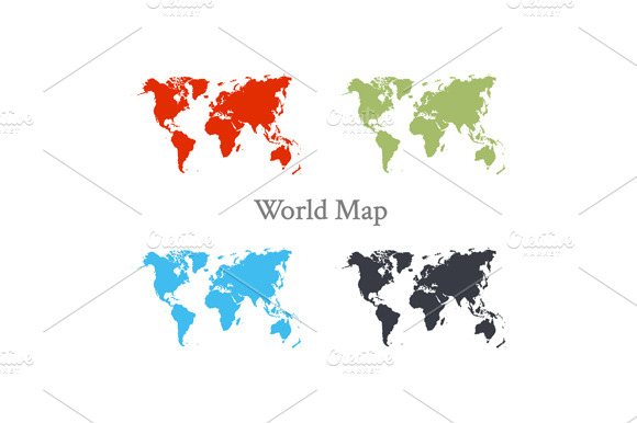 World map set in different color preview 2