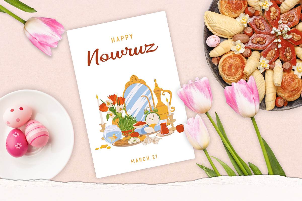 Happy Nowruz Day. Vector set, a Seasonal Illustration by Tata Pilip (Photo 6 of 14)