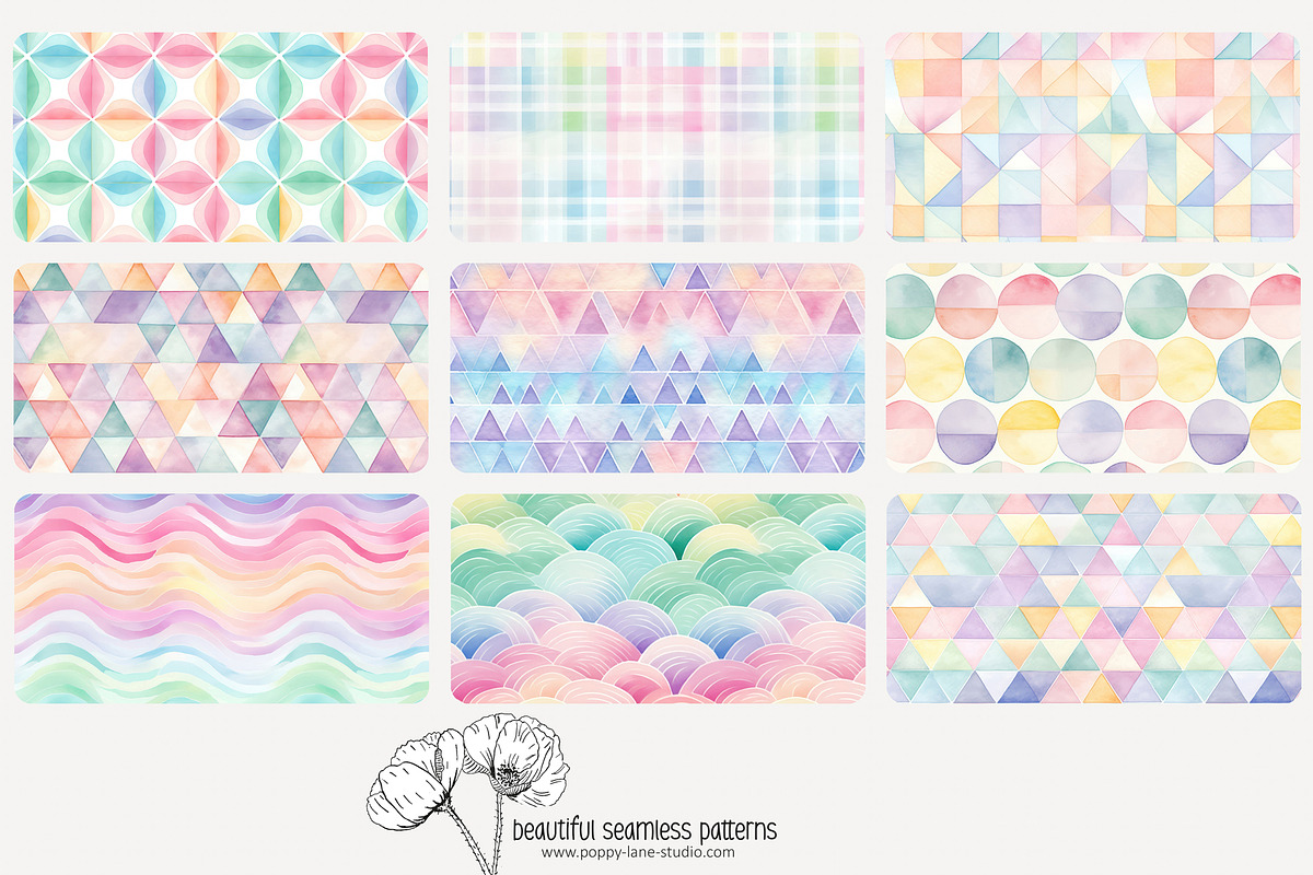 80 pastel geometric seamless pattern, a Pattern Graphic by Poppy Lane Studio (Photo 5 of 11)