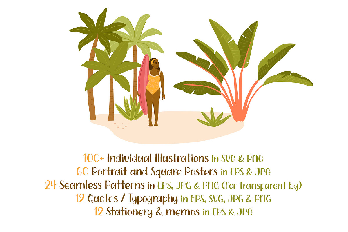 Tropical Summer Beach Illustrations, a Background Graphic by CreativeChristiana (Photo 2 of 14)