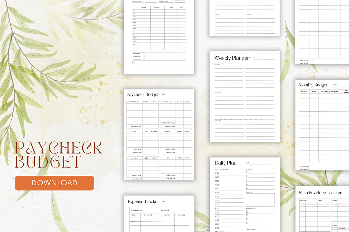Paycheck Budget Planner Canva + PDF, a Stationery Template by Designbudy (Photo 2 of 7)