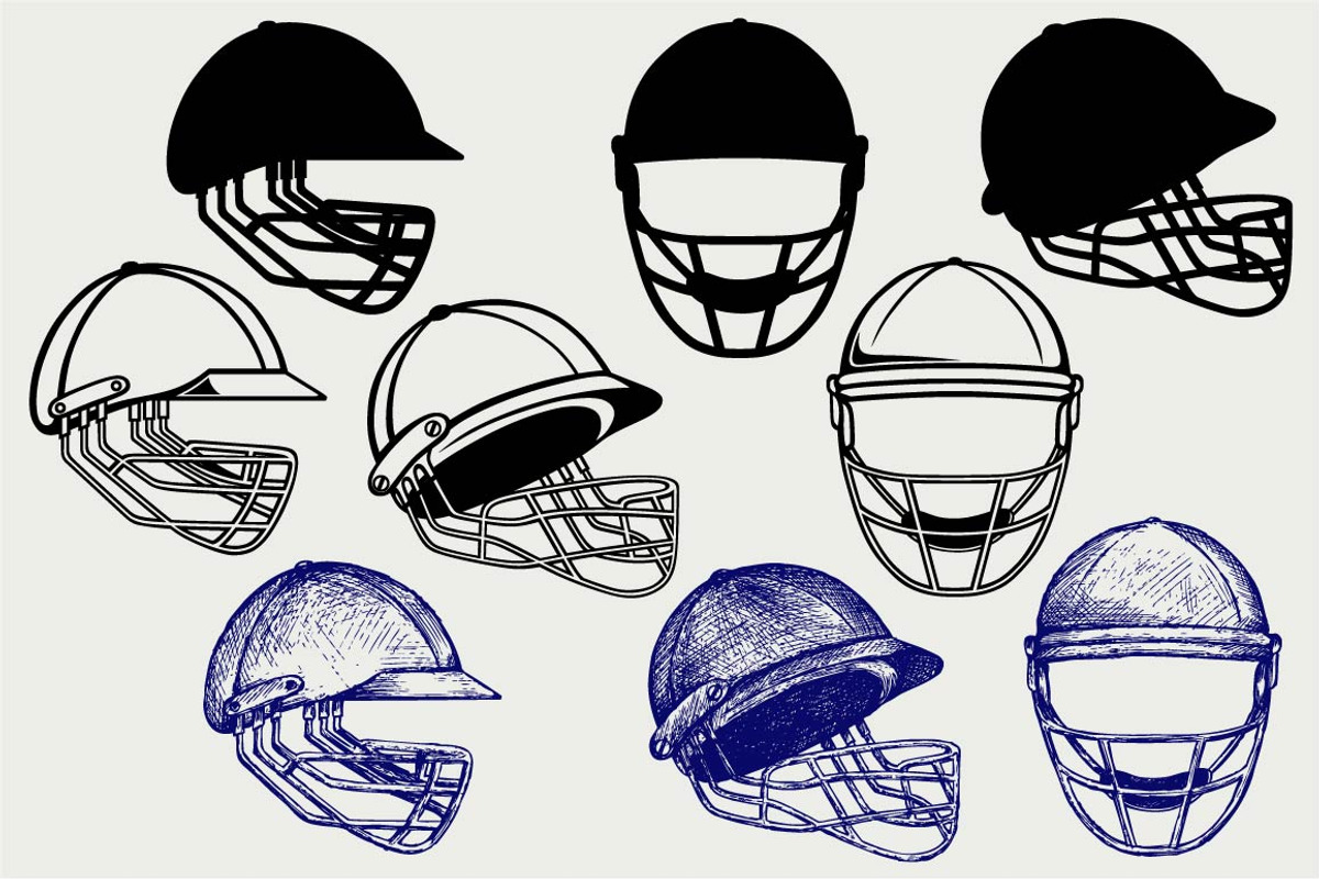 Cricket helmet SVG, an Outline Icon by LineworkStock