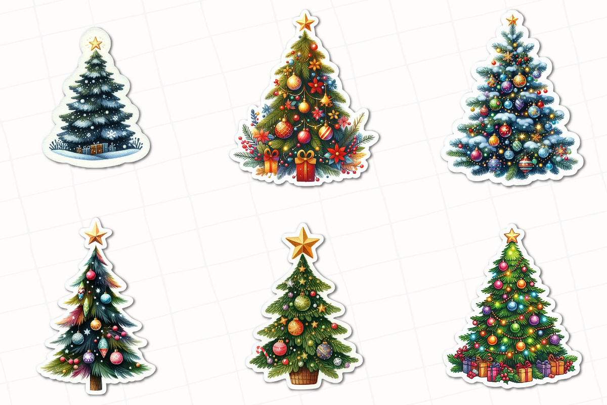 Christmas Tree Sticker Clipart, an Illustration by OK Design (Photo 3 of 5)