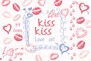 Love set. Hearts kisses doodle, an Object Graphic by antuanetto (Thumbnail 1 of 5)
