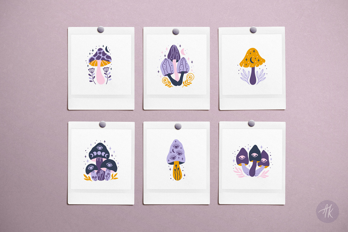 Mystical Mushrooms Clipart Set, an Object Graphic by Alena Koval (Photo 9 of 16)