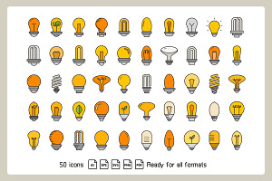 Light Bulb And Electric Lamp Icons