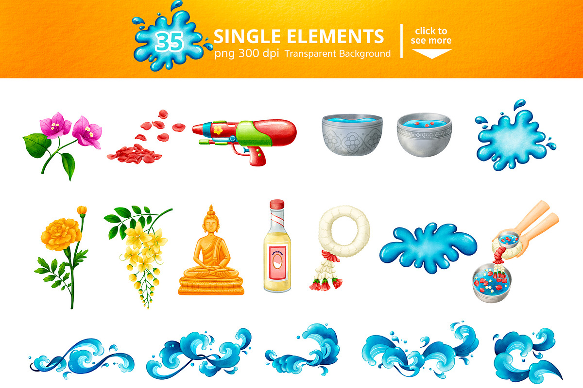 Splash & Smile Songkran Icon, a Person Illustration by CreativeValuation (Photo 2 of 14)