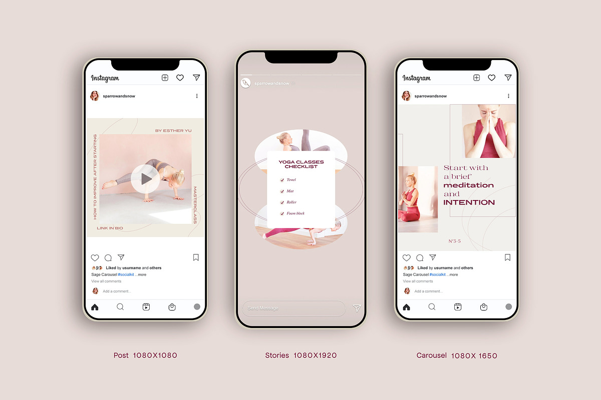 Wellness Social Media Kit CANVA PS, a Social Media Template by Sparrow & Snow (Photo 10 of 26)