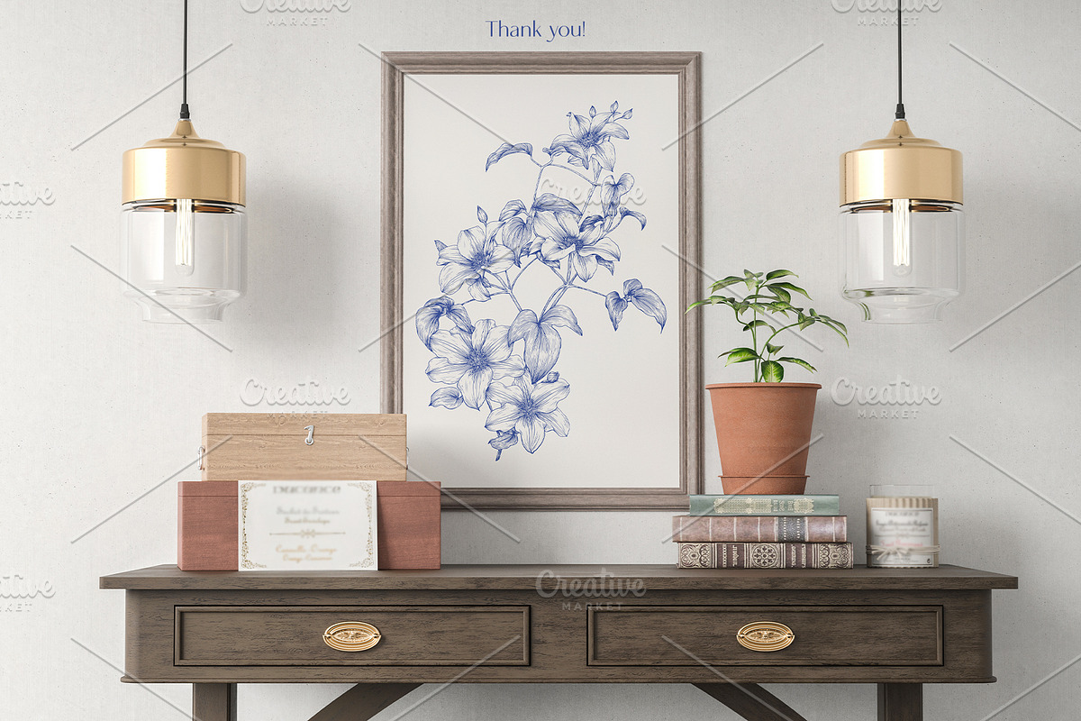 Vintage Flowers Vector blue Toile, an Object Graphic by ON_lineart_store (Photo 10 of 10)