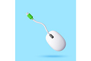 3D wired computer mouse with green, a Technology Illustration by Abscent (Thumbnail 1 of 3)