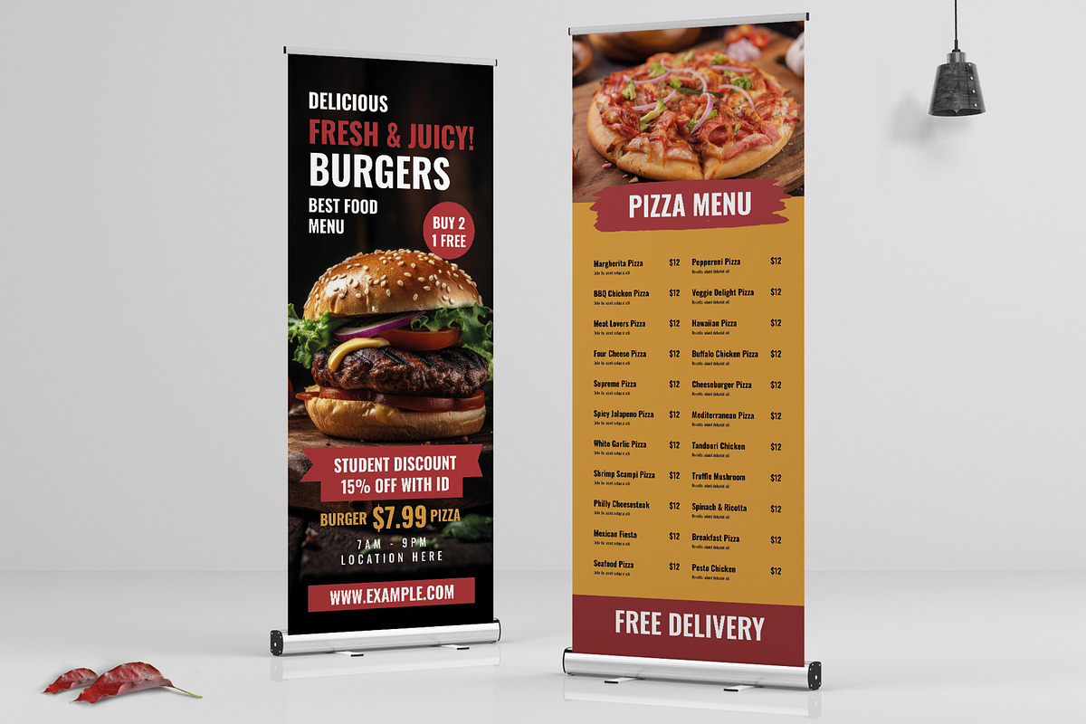 Burger And Pizza Rollup Banner